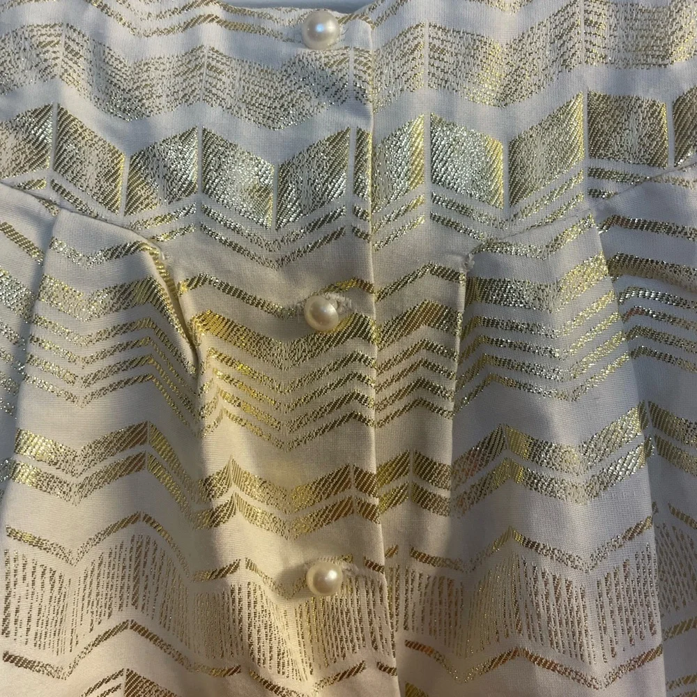 Tahari Baby Gold Metallic Tunic & Legging Set Size 24 Month.Pearl Button Back - Picture 4 of 6